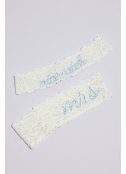 Mrs and Nice Catch Embroidered Garter Set - Wedding Gifts & Decorations